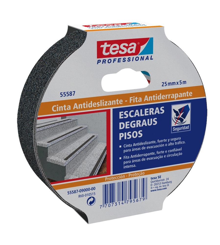 NASTRO ANTISCIVOLO ANTI-SLIP NERO, 25 MM X 5 MT - TESA
